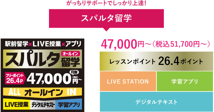 がっちりサポートでしっかり上達!スパルタ留学45.000円~