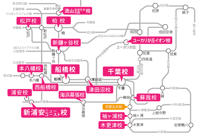 千葉県周辺の路線図